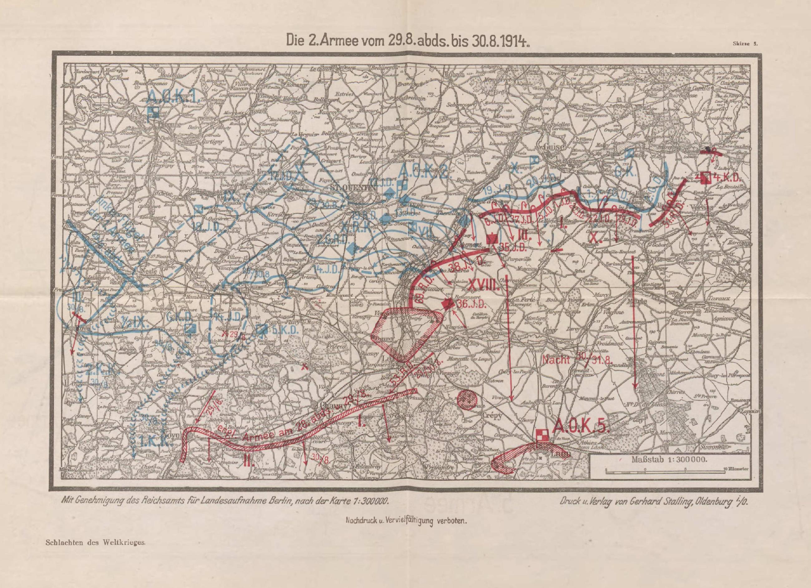 Situation de la 2e armée allemande du 29 au 30 août 1914