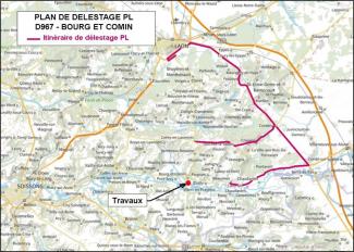 Plan de délestage PL - Bourg-et-Comin © CD02 Plan de délestage PL - Bourg-et-Comin © CD02