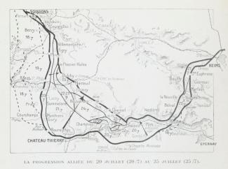 La progression alliée du 20 au 25 juillet 1918 ©BNF Gallica