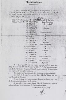 004 - Nomination des chefs de secteur du Groupement E en 1944 © SHD GR 19P2 004 - Nomination des chefs de secteur du Groupement E en 1944 © SHD GR 19P2