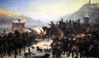 La traversée du Rhin par Blücher, peinture de Wilhelm Camphausen ©Mittelrhein Museum Koblenz La traversée du Rhin par Blücher, peinture de Wilhelm Camphausen ©Mittelrhein Museum Koblenz