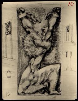 Dessin du bas-relief en bronze représentant la République enchaînée ©Arch. dép. Aisne SC/4M301 Dessin du bas-relief en bronze représentant la République enchaînée ©Arch. dép. Aisne SC/4M301