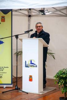 Inauguration des travaux du parvis de l'église Sainte-Grimonie de La Capelle - discours du président du Conseil départemental de l'Aisne ©CD02