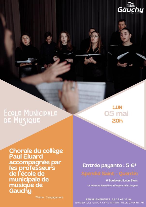 Chorale du collège Paul Eluard accompagnée par les professeurs de l’école de municipale de musique de Gauchy 