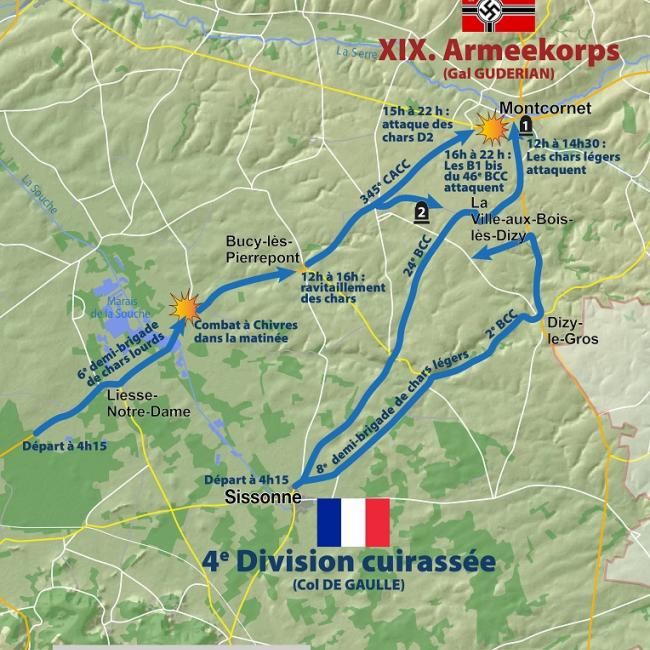 Carte de la bataille de Montcornet. © F.Lefort, CD02